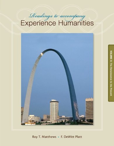 Book Cover Readings to Accompany Experience Humanities Volume 2: The Renaissance to the Present