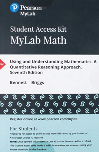 Book Cover MyLab Math with Pearson eText -- 24 Month Standalone Access Card -- for Using & Understanding Mathematics