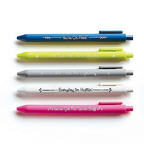 Book Cover Colorful Motivational Quote Pens - Employee Appreciation and Recognition Gifts - 5 Pack