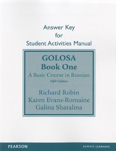 Book Cover SAM Answer Key for Golosa: A Basic Course in Russian, Book One