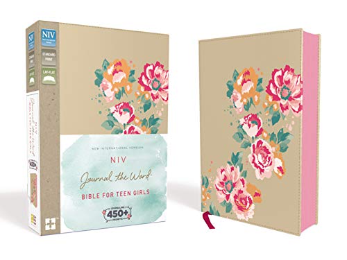 Book Cover NIV, Journal the Word Bible for Teen Girls, Leathersoft over Board, Gold/Floral, Red Letter Edition: Includes Over 450 Journaling Prompts!