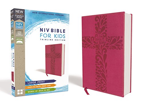 Book Cover NIV, Bible for Kids, Large Print, Leathersoft, Pink, Red Letter Edition, Comfort Print: Thinline Edition