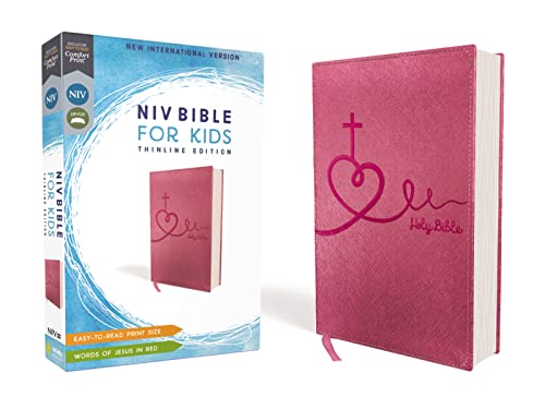 Book Cover NIV, Bible for Kids, Leathersoft, Pink, Red Letter Edition, Comfort Print: Thinline Edition