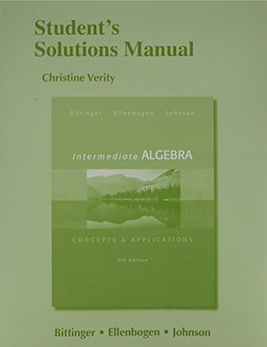 Book Cover Student's Solutions Manual for Intermediate Algebra: Concepts & Application