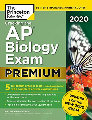 Book Cover Cracking the AP Biology Exam 2020, Premium Edition: 5 Practice Tests + Complete Content Review + Proven Prep for the NEW 2020 Exam (College Test Preparation)