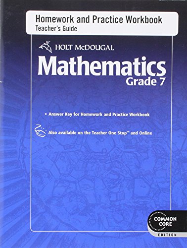 Book Cover Holt McDougal Mathematics: Homework and Practice Workbook Teacher's Guide Grade 7