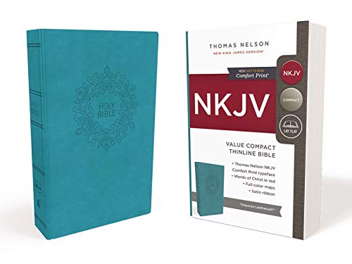 Book Cover NKJV, Value Thinline Bible, Compact, Leathersoft, Blue, Red Letter, Comfort Print: Holy Bible, New King James Version