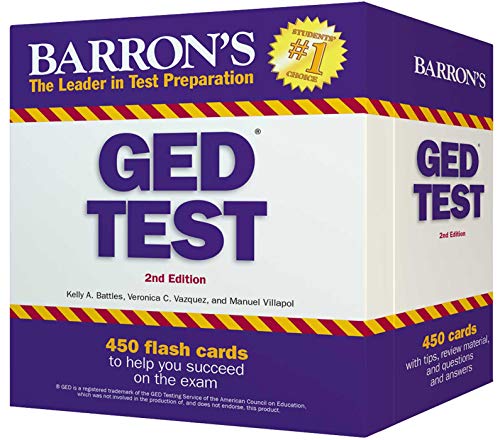 Book Cover Barron's GED Test Flash Cards, 2nd Edition: 450 Flash Cards to Help You Achieve a Higher Score (Barron's Test Prep)