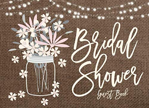 Book Cover Bridal Shower Guest Book: Rustic Mason Jar And String Lights Bridal Shower Guest Book And Gift Log