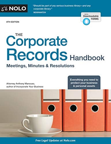 Book Cover Corporate Records Handbook, The: Meetings, Minutes & Resolutions