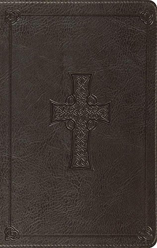 Book Cover ESV Large Print Thinline Bible (TruTone, Charcoal, Celtic Cross Design)