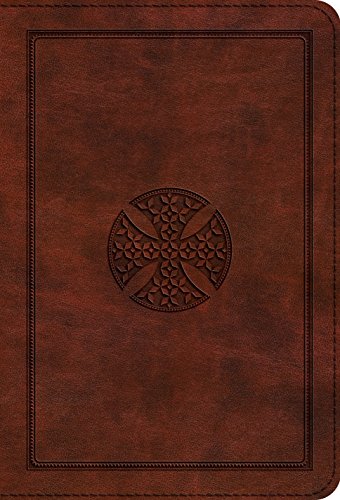 Book Cover ESV Large Print Compact Bible (TruTone, Brown, Mosaic Cross Design)