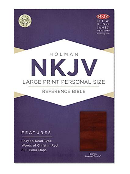 Book Cover NKJV Large Print Personal Size Reference Bible, Brown LeatherTouch