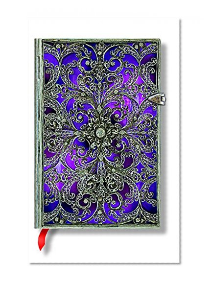 Book Cover Paperblanks Silver Filigree Aubergine Mini Notebook with Unlined Pages