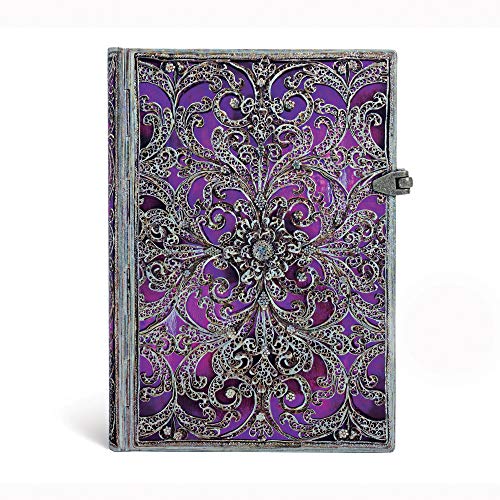 Book Cover Aubergine Midi Lined Notebook (Silver Filigree Collection)