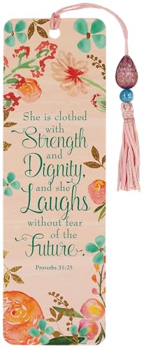 Book Cover She Is Clothed with Strength and Dignity Beaded Bookmark