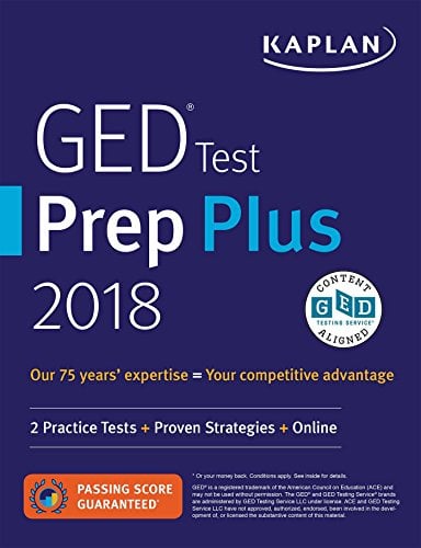 Book Cover GED Test Prep Plus 2018-2019: 2 Practice Tests + Proven Strategies + Online (Kaplan Test Prep)