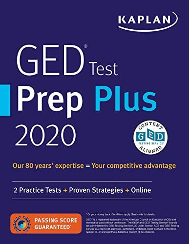Book Cover GED Test Prep Plus 2020: 2 Practice Tests + Proven Strategies + Online (Kaplan Test Prep)