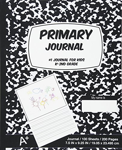 Book Cover Primary Journal: Black Marble,Composition Book, draw and write journal, Unruled Top, .5 Inch Ruled Bottom Half, 100 Sheets, 7.5 in x 9.25 in, 19.05 x 23.495 cm,Soft Durable Cover
