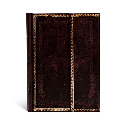 Book Cover Black Moroccan Midi Lined Journal (Old Leather)