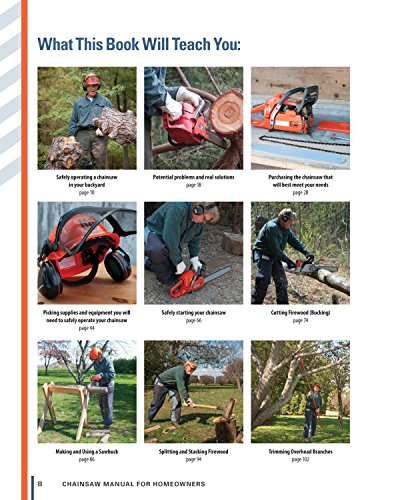 Book Cover Chainsaw Manual for Homeowners, Revised 2nd Edition: Learn to Safely Use Your Saw to Trim Trees, Cut Firewood, and Fell Trees (Fox Chapel Publishing) 12 Chainsaw Tasks with Step-by-Step Color Photos
