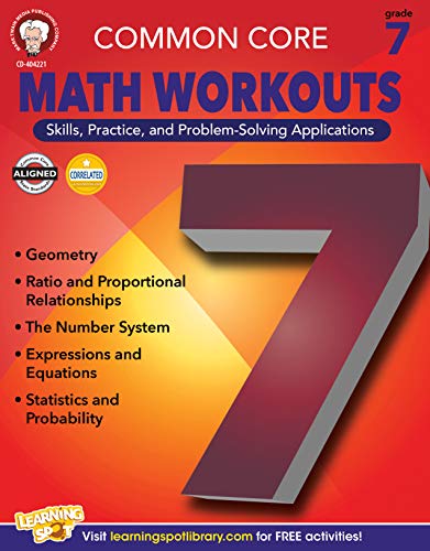Book Cover Mark Twain Media | Common Core Math Workouts Workbook | 7th Grade, 64pgs