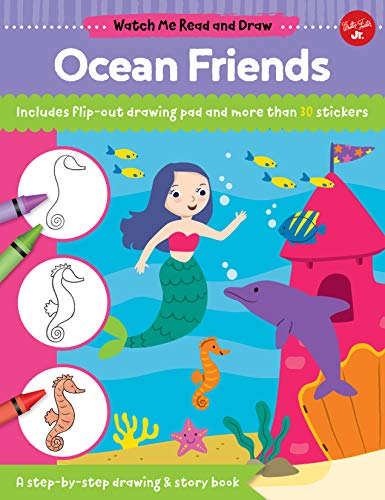Book Cover Watch Me Read and Draw: Ocean Friends: A step-by-step drawing & story book