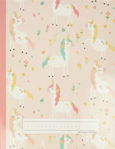 Book Cover Unicorn Flowers - Primary Story Journal: Dotted Midline and Picture Space | Grades K-2 Composition School Exercise Book | 100 Story Pages (Cute Unicorn Notebooks For Girls)