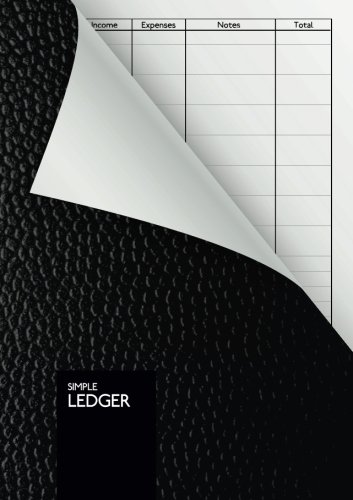 Book Cover Simple Ledger: Cash Book | 110 pages | DIN A5 | Simple Income Expense Book | Black Leather Look | Durable Softcover