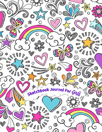 Book Cover Sketchbook Journal for Girls: 110 pages, White paper, Sketch, Doodle and Draw