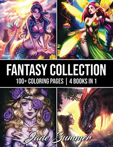 Book Cover Fantasy Collection: An Adult Coloring Book with 100+ Incredible Coloring Pages of Mermaids, Fairies, Vampires, Dragons, and More! (Fantasy Coloring Books for Adults)