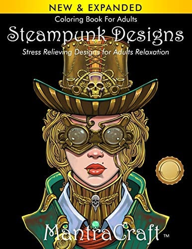 Book Cover Coloring Book For Adults: Steampunk Designs: Stress Relieving Designs for Adults Relaxation
