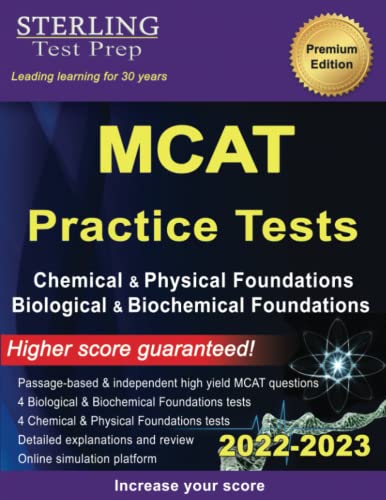 Book Cover Sterling Test Prep MCAT Practice Tests: Chemical & Physical + Biological & Biochemical Foundations