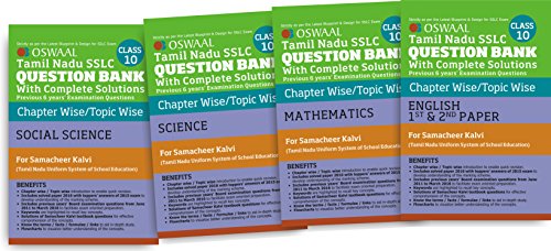 Book Cover Oswaal Tamil Nadu SSLC Question Banks with complete solutions for Samacheer Kalvi, English (1st & 2nd Paper), Mathematics, Science, Social Science for Class 10