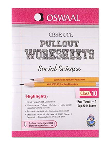 Book Cover Oswaal CBSE CCE Pullout Worksheets for Class 10 (Term -1) Social Science (Old Edition)