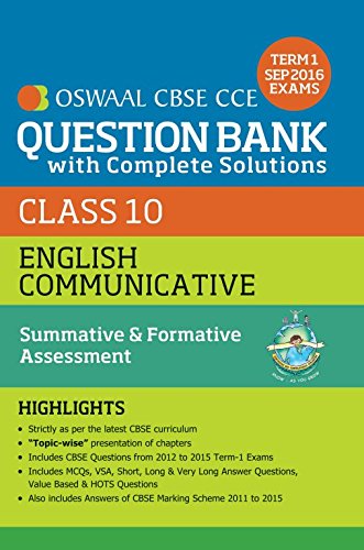 Book Cover Oswaal CBSE CCE Question Bank With Complete Solutions For Class 10 Term I (April to Sep. 2016 ) English Communicative