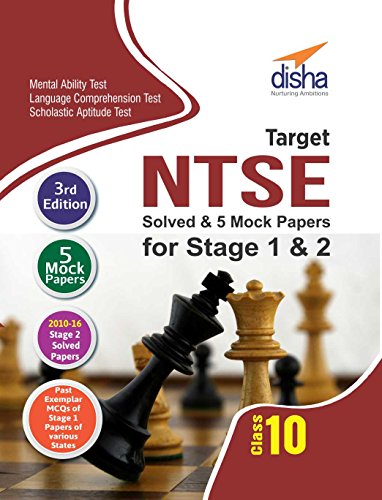 Book Cover Target NTSE Class 10 Stage 1 & 2 Solved Papers + 5 Mock Tests (MAT + LCT + SAT)