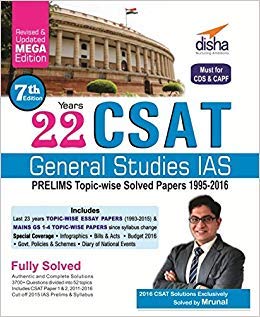 Book Cover 22 Years CSAT General Studies IAS Prelims Topic-wise Solved Papers 1995-2016