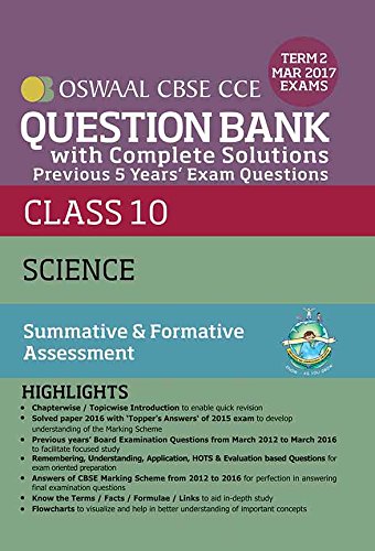 Book Cover Oswaal CBSE CCE Question Bank With Complete Solutions For Class 10 Term II: (October to March 2017) Science