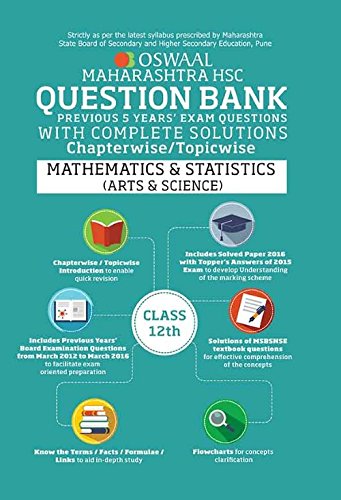 Book Cover Oswaal Maharashtra HSC Question Bank with Complete Solution for Class 12 Mathematics and Statistics Art and Science
