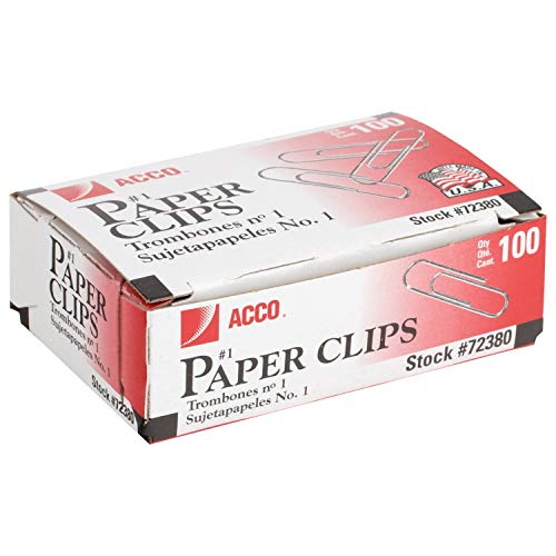 Book Cover ACCO Paper Clips, Economy, Smooth, #1 Size, 100/Box, 10 Boxes (A7072380)