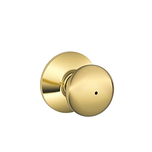Book Cover Schlage F40 V PLY 605 Plymouth Door Knob, Bed & Bath Privacy Lock, Bright Brass