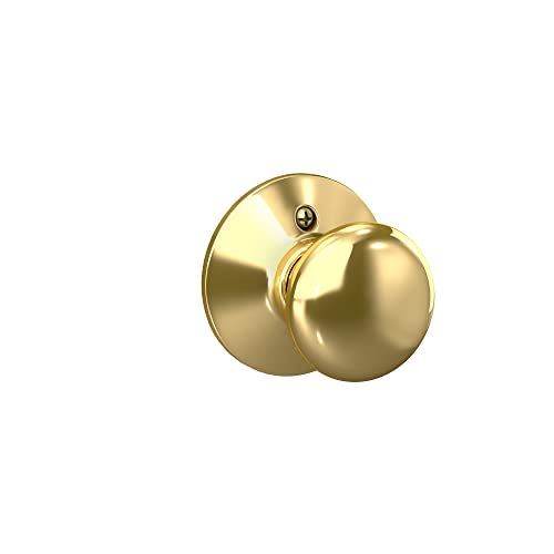 Book Cover Schlage F170 PLY 605 Plymouth Door Knob, One Sided Non-Turning Dummy Door Handle, Bright Brass