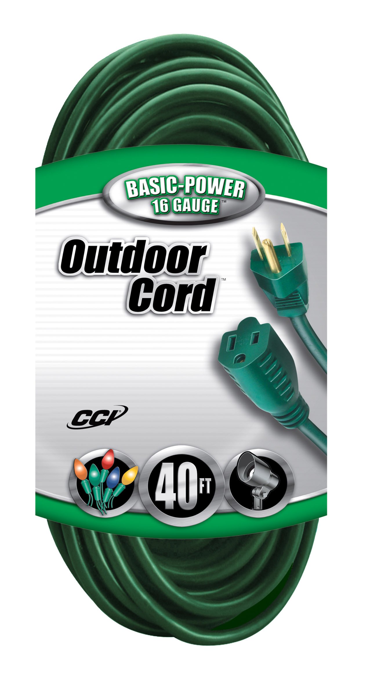 Book Cover Coleman Cable 02356-05 40-Feet 16/3 Vinyl Landscape Outdoor Extension Cord; Green