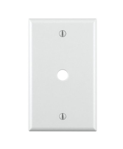 Book Cover Leviton 88013 001-000 Standard Size Telephone/Cable Wall Plate, 1 Gang, 4-1/2 in L X 2-3/4 in W 0.22 in T, pack of 1, White