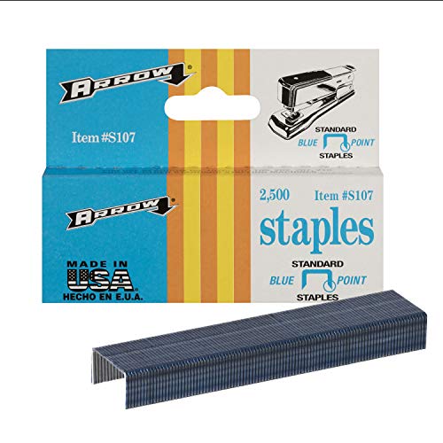 Book Cover Arrow Fastener S107 Blue Standard Desk Staples, 2,500-Pack