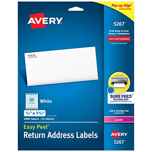 Book Cover Avery Address Labels with Sure Feed for Laser Printers, 0.5