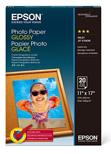 Book Cover Epson S041156 Glossy Photo Paper, 52 lbs., Glossy, 11 x 17 (Pack of 20 Sheets)