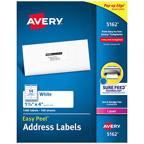 Book Cover Avery Address Labels with Sure Feed for Laser Printers, 1-1/3