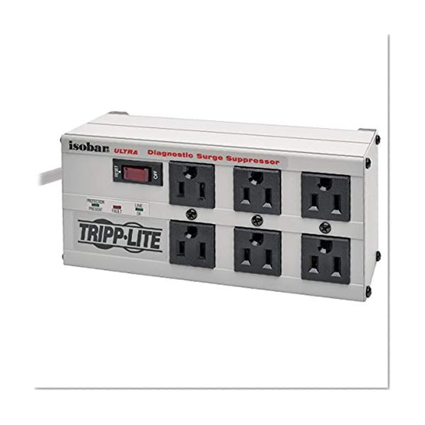 Book Cover Tripp Lite Isobar 6 Outlet Surge Protector Power Strip, 6ft Cord, Right-Angle Plug, Metal, Lifetime Limited Warranty & $50,000 INSURANCE (ISOBAR6ULTRA)